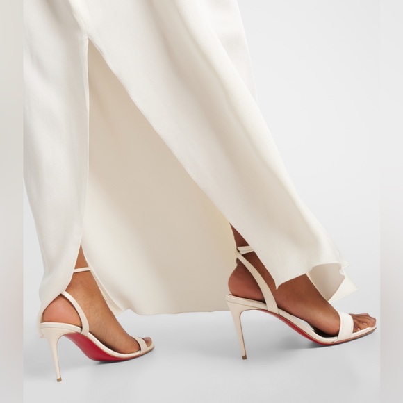 New Christian Louboutin Loubigirl 85 Satin Heels Sandals Cream White Bridal 38 - Picture 5 of 16